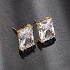 Brass Pave Clear Cubic Zirconia Stud Earrings for Women EJEW-F418-22G-2