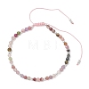 Natural Multicolor Tourmaline &  Electroplate Non-magnetic Synthetic HematiteRound Bead Braided Beaded Bracelets for Women BJEW-JB13434-01-2