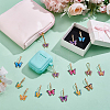 20Pcs 10 Styles Butterfly Alloy Enamel with Glitter Powder Pendant Decorations HJEW-UN00135-2