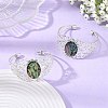 Oval Natural Paua Shell Brass Hollow Floral Cuff Bangles for Women BJEW-JB14503-02-1
