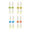 4 Pairs 4 Colors Mushroom Lampwork & Glass Leaf Dangle Earrings EJEW-TA00305-1