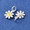 925 Sterling Silver Yellow and White Enamel Flower Charms STER-G050-03S-2