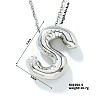 Brass Pave Clear Cubic Zirconia Shiny Balloon Letter Pendant Necklaces IT0451-13-1