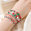 4Pcs 4 Styles Christmas Acrylic Beads Braided Bead Bracelets & Stretch Bracelets & Cotton Cord Braided Bracelets FS-WG84904-01-2