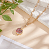 1Pc Brass Glass Flat Round Locket Pendant Rolo Chain Necklaces for Women NJEW-NB0001-48-4