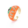Brass Micro Pave Colorful Cubic Zirconia Cuff Rings RJEW-S044-158-NF-4