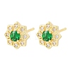 Brass Micro Pave Cubic Zirconia Stud Earrings for Women KK-A305-03G-06-5