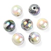 UV Plating Rainbow Iridescent Acrylic Beads OACR-F004-04G-2