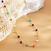 Colorful Rondelle Plastic Beads Handmade Link Chain Necklaces NJEW-P354-02B-G-1