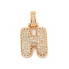 Brass Micro Pave Clear Cubic Zirconia Pendants KK-B099-01G-H-1