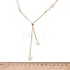 Ocean White Round Shell Pearl Beaded Slider Necklaces NJEW-JN06076-3