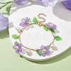 Acrylic Flower & Glass Pearl Charm Bracelets BJEW-JB10054-03-2