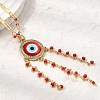 Boho Brass Resin Layered Tassel Red Evil Eye Pendant Necklaces NJEW-L014-04G-2