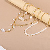 Aluminum & Plastic Pearl 3 Layer Nuggets Tassel Necklaces for Women WG0B97E-01-3