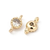 Brass Cubic Zirconia Flat Round Connector Charms KK-H204-02KCG-04-2