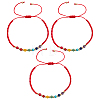 3Pcs Adjustable Chakra Natural & Synthetic Mixed Stone Round Bead Braided Bracelet Sets ZZ4943-1-1