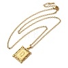 201 Stainless Steel Cable Chain Rectangle with Letter Pendant Necklaces NJEW-M070-01G-D-2