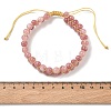 Adjustable Woven Round Natural Sunstone Braided Bead Anklets for Women AJEW-D071-01B-2