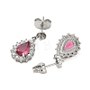 Brass Pave Cubic Zirconia Stud Earring Findings KK-C172-09P-2