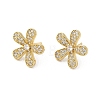 Flower Brass Micro Pave Cubic Zirconia Stud Earrings for Women EJEW-F316-13G-1