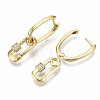 Brass Micro Pave Clear Cubic Zirconia Dangle Hoop Earrings EJEW-N011-21G-NF-2