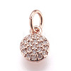 Brass Micro Pave Cubic Zirconia Charms ZIRC-E152-17RG-RS-1