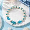 Synthetic Turquoise & Wood & Glass Beaded Stretch Bracelets for Women BJEW-JB11124-02-2