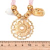 304 Stainless Steel Flower Cowboy Hat Pendant Polyester Cord Necklaces NJEW-C105-02G-8