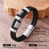 Vintage 304 Stainless Steel Braided PU Leather 2-Strand Bracelets with Magnetic Clasps for Men AW4571-3-1