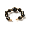 Adjustable Natural Obsidian with Brass Rings G-B075-01G-03-3