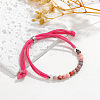 4MM Round Natural Rhodonite Beaded Faux Suede Cord Slider Bracelets for Women WG432D6-02-1