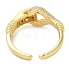 Rack Plating Brass Hollow Teardrop Open Cuff Ring with Cubic Zirconia for Women RJEW-M151-02G-2