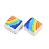 Printed Rainbow Pattern Handmade Porcelain Beads PORC-G016-05-1