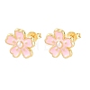 Flower Brass Enamel Stud Earrings EJEW-T051-08A-3