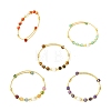 Natural Gemstone & Freshwater Pearl Beaded Copper French Wired Cuff Bangles for Women BJEW-JB13987-2