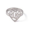 Non-Tarnish 201 Stainless Steel Heart with Number 15 Adjustable Ring for Women RJEW-C045-12P-2