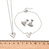 304 Stainless Steel Heart Pendant Necklaces & Bracelets & Stud Earrings Sets SJEW-P008-01P-6