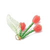 Glass Seed Beaded Magnolia Flower Pendants PALLOY-MZ01112-5