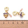 Brass Micro Pave Clear Cubic Zirconia and Enamel European Dangle Charms KK-T079-72G-3