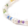Colorful Seed & Natural Pearl Beaded Stretch Bracelet for Women BJEW-JB09217-4