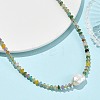 Natural Baroque Keshi Pearl & Dyed Natural White Jade Rondelle Beaded Necklaces NJEW-JN06269-1