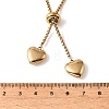 Adjustable 304 Stainless Steel Double Heart Pendant Box Chain Lariat Necklaces for Women NJEW-D327-01G-3