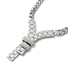 304 Stainless Steel with Cubic Zirconia Necklaces NJEW-Q322-01P-3