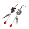 Alloy Rhinestone & Glass Teardrop Dangle Earrings EJEW-JE07513-4