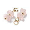 Natural Rose Quartz Cuboid Beaded Pendants STAS-C120-02G-06-2