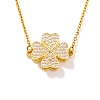 Saint Patrick's Day Clover Brass Micro Pave Clear Cubic Zirconia Pendant Necklaces for Women UQ5497-1-1