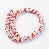 Handmade Flower Printed Porcelain Ceramic Beads Strands PORC-J006-A07-2