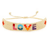 Bohemia LOVE & Rhombus Glass Seed Bead Braided Bead Bracelets CX8298-1-4
