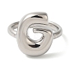 Initials Brass Open Cuff Ring for Women RJEW-N046-02G-P-2