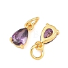 Brass Pave Cubic Zirconia Charms KK-K340-51G-3